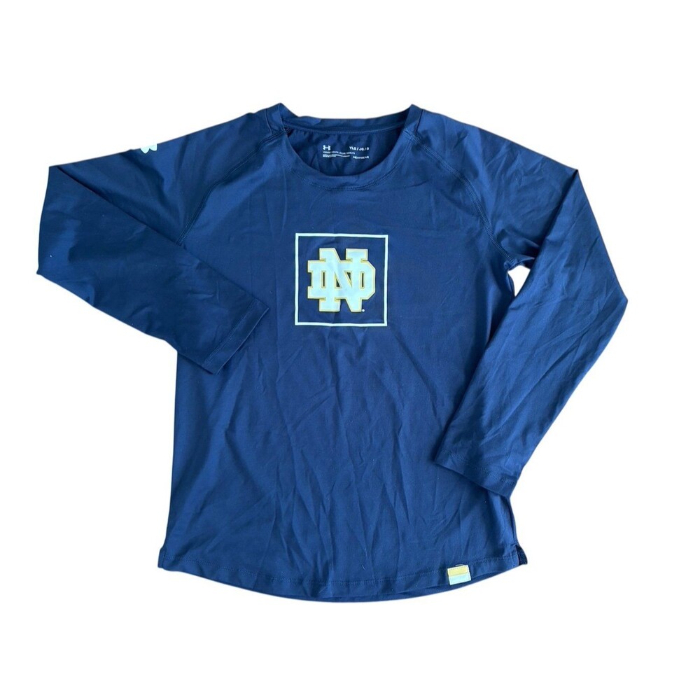 Under Armour Youth Large Navy Notre Dame Long Sleeve Performance Shirt